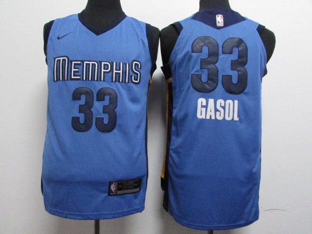 Men Memphis Grizzlies 33 Gasol Blue Nike NBA Jerseys